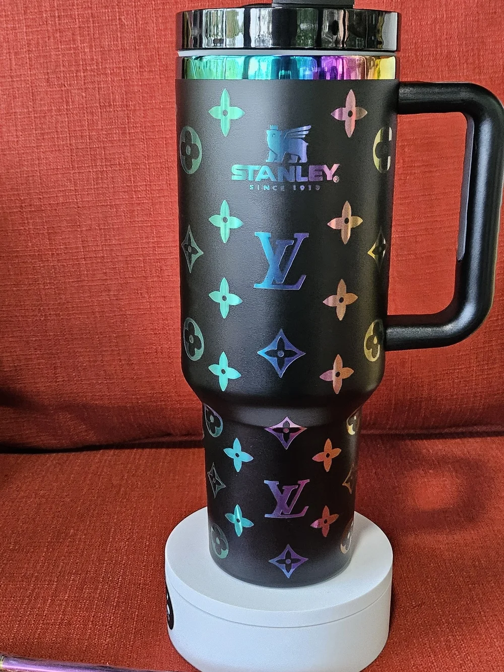 Stanley Custom Black Travel Tumbler with Holographic Accents - Picture 1 of 5